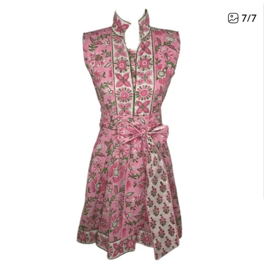 Floral Pink and Green Mini Dress sue sartor